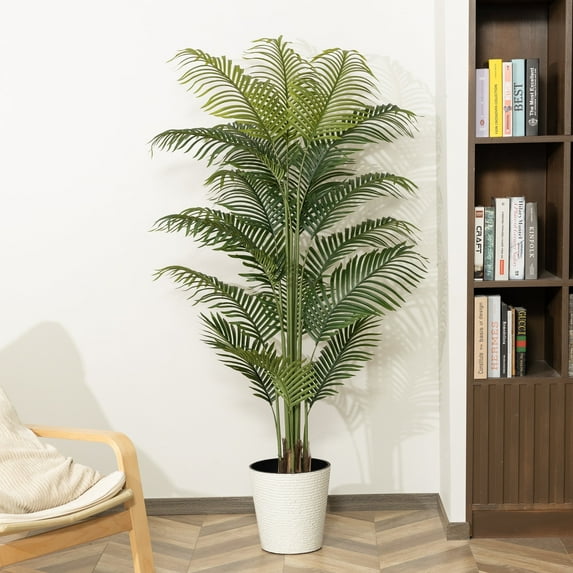 HiPlants 6ft Artificial Palm Plants, 6ft Fake Palm Tree, Pre Potted Faux Greenry Tree for Home Decor Office House Living Room Indoor Outdoor, Big Fake Plants Fake House Plants