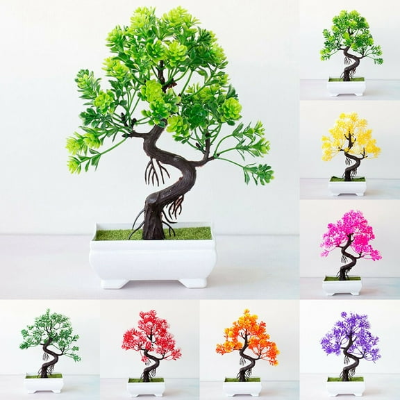 Artificial Plants Bonsai Small Tree Pot Fake Plant Flowers Potted Ornaments For Home Room Table Decoration Hotel Garden Decor Green Smile Home