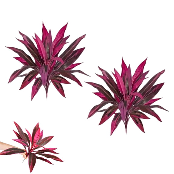 Artificial Plants Boston Fern and Dragon Tree Faux Greenery Decor with Pink Purple Leaves