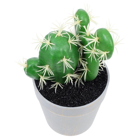 WASHWEPE Artificial Cactus Adornments Simulated Cactus Bonsai Green Plastic 1Set 7.5x3.5in
