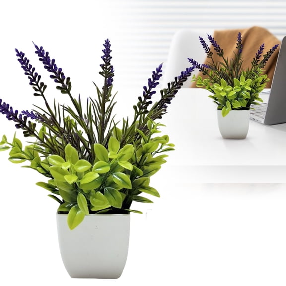 Artificial Plants Eucalyptus Mini Potted Lavender, Small Artificial Potted Plants 2.75×6.3 Inch – Spring Home Indoor Outdoor Greenery Decorations, Desk Plant Decor for Xinyat