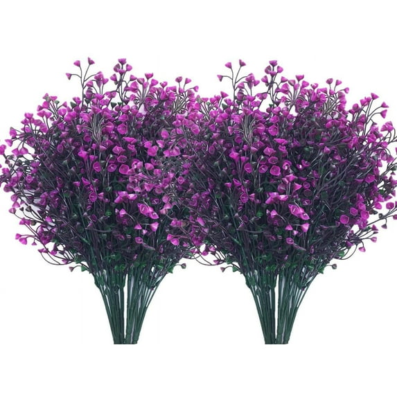 Artificial Plants, Fake Bell Grass Flowers Plastic Greenery Lifelike Patio Yard Corridor Indoor Outdoor Home Garden Balcony Party Pot Planter Filler Table Arrangement Decoration Green 8 pcs A