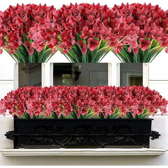 Artificial Plants Fake Outdoor Indoor Grass No Fade Faux Plastic Greenery Shrubs Garden Porch Window Box Décor (Grass)