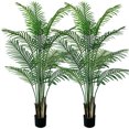thumbnail image 1 of Artificial Plants Fake Palm Tree 4ft Fake Tree Tropical Palm Leaves Faux Palm Plants for Home Decor Office Living Room Porch Patio Perfect Housewarming Gift 2 Pack, 1 of 8