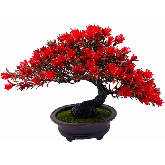 Artificial Plants & Greenery Fake Plants Plastic Artificial Bonsai Tree, Red Bonsai Tree Faux Juniper for Home Bedroom Living Room Office Desk Bookshelf Farmhouse Decor Zen Garden Decorations