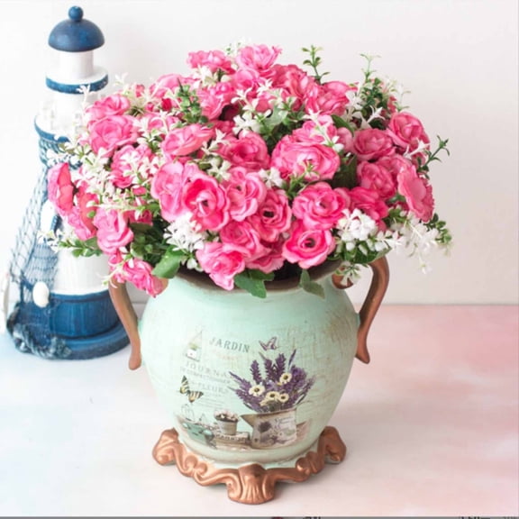 Artificial Plants Indoor, High-end Artificial Flowers Artificial Flowers 5 Forks 15 Mini Roses Home Decoration Plastic Flowers, Patriotic Flowers