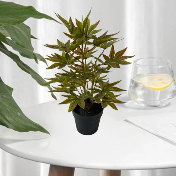 Artificial Plants Indoor Outdoor, Faux Maple Leaf Plant, Fake Plants Decor for Coffee Table Desk Shelf, Faux Plants Indoor for Living Room Bathroom Bedroom Entryway Office (Pot Doesn't include)