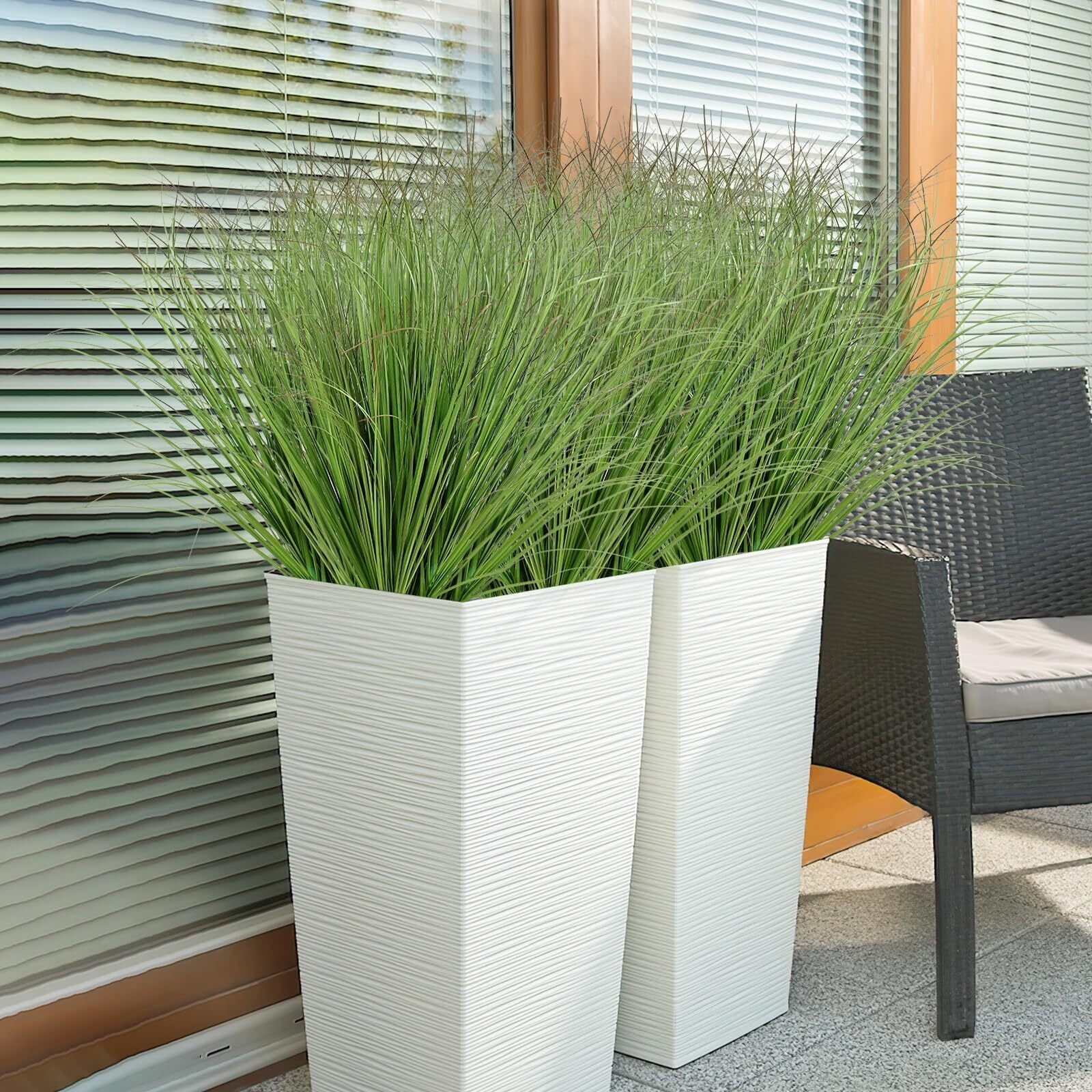 Artificial Outdoor Flowers, Faux Outdoor Plants Plastic UV Resistant Flowers Spring Fake Plants Artificial For Porch Hanging Wedding Greenery Fake Shrub Flowers Arrangement Decor (Yellow