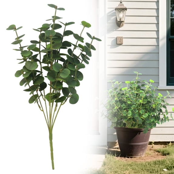 Artificial Plants Outdoor 1 Pcs, Faux Greenery Plants Outdoor UV Resistant Silk Plants with Stems, Fake Plants for Outside Planter Front Porch Patio Pathway Decoration