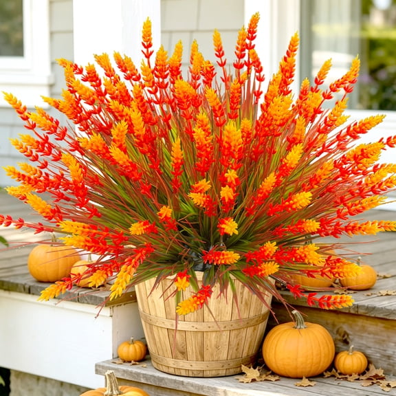 Artificial Plants Outdoor, 20 Pcs Fake Mums Artificial Fall Flowers UV Resistant Outdoor Faux Plants, Plastic Faux Greenery Shrubs for Home Porch Garden Yard