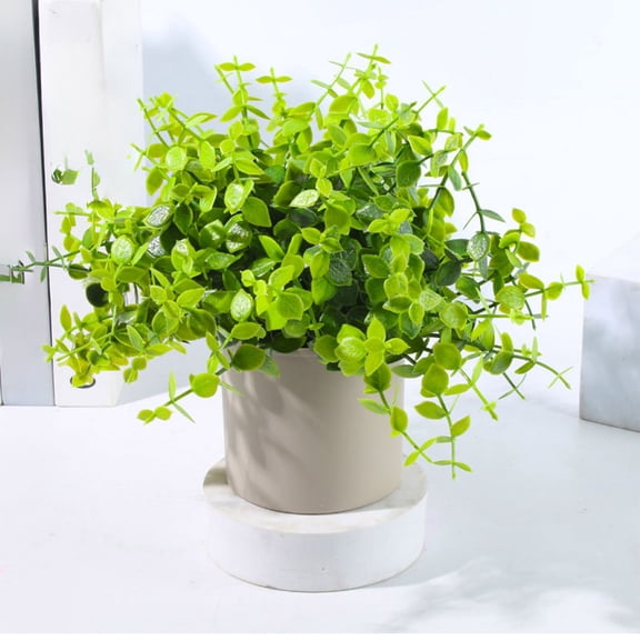 Artificial Plants - Plastic Faux Greenery Potted Decor for Living Room Office Entryway Cabinet Display, 7.9 x 7.9 x 6.7 in, (Green), Ccwuwei