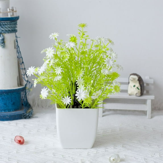 Artificial Plants Potted Green Bonsai Small Grass Plants Pot Ornament Fake Flowers For Home Garden Decoration Wedding Party