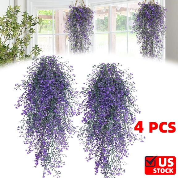 Artificial Plants Purple Fake Eucalyptus Plants Faux Hanging Leaves Green Plant Artificial Hanging Plant for Indoor Home Room Kitchen Table Outdoor Patio Garden Yard Decor