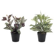 Oumilen Artificial Plants Set of 2, Lifelike Succulent Foliage in Cement Pots for Desk Bathroom Kitchen
