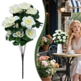 thumbnail image 1 of Artificial Plastic Azalea Bouquet Branch Handheld Flower Arrangement for Wedding Home Party Decor, 1 of 9