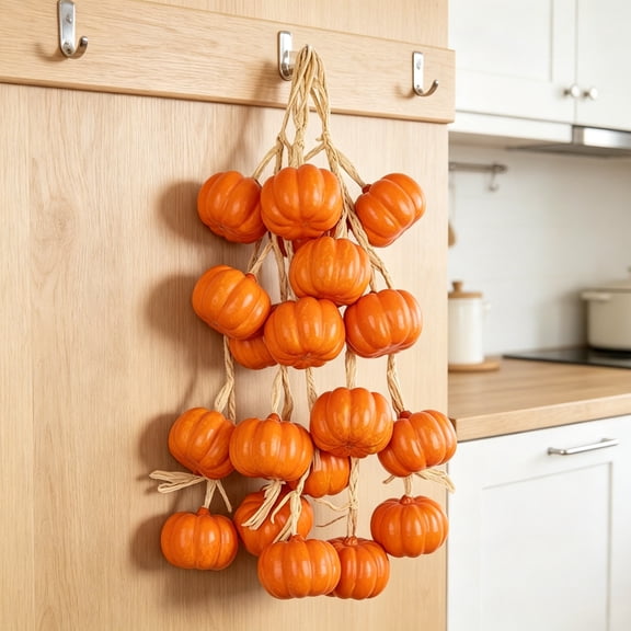Artificial Hanging Small pumpkin String Fruit Vegetable String Model Garland, Lifelike Fruit Hanging Ornament for Home Kitchen Farm Party Wall Decoration