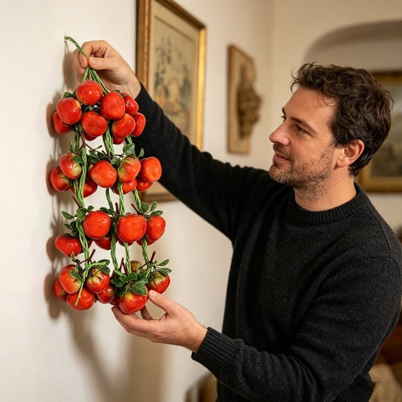 Artificial Hanging Tomato String Fruit Vegetable String Model Garland, Lifelike Fruit Hanging Ornament for Home Kitchen Farm Party Wall Decoration