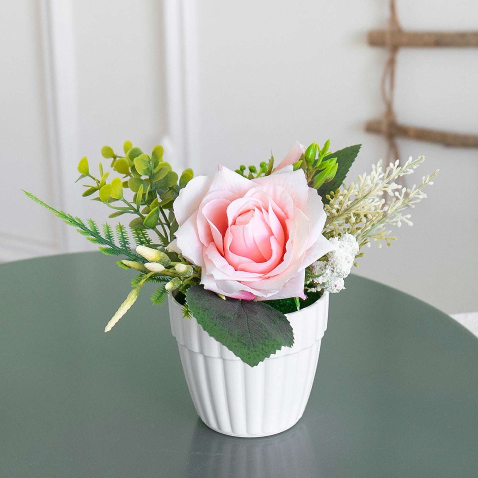 Artificial Plastic Rose Potted Plant for Outdoor Decor - Realistic Fake ...
