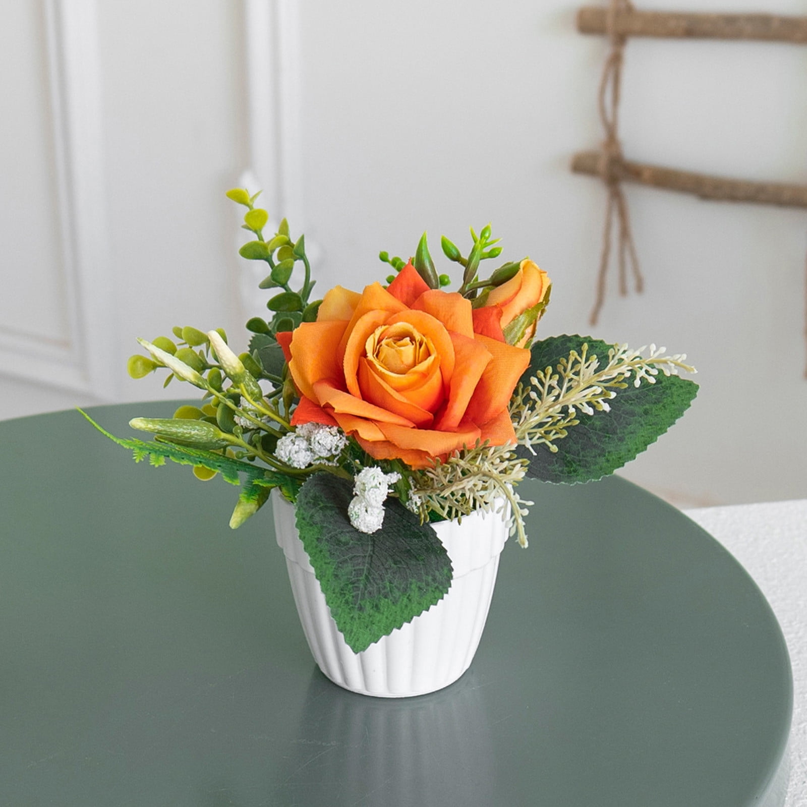 Artificial Plastic Rose Potted Plant for Outdoor Decor - Realistic Fake ...