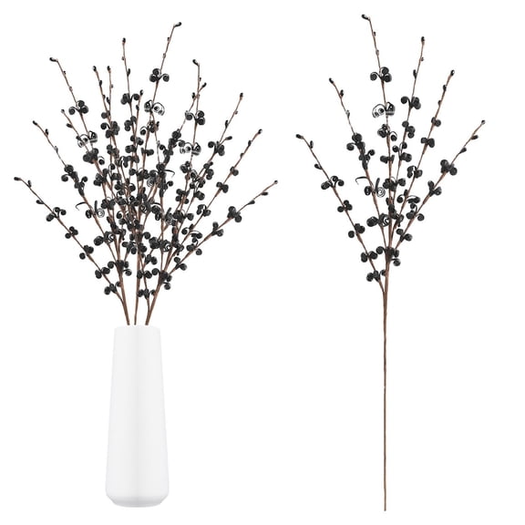 Artificial Plum Blossom Bouquet Faux Black Floral Stem for DIY Art Craft Home Wedding Table Centerpieces Vase Decoration,DIY Floral,Craft Decor,Black,1 Stem