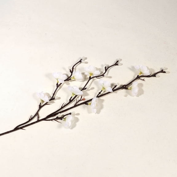 Artificial Plum Blossom Branches 21.26" White Fake Wintersweet Flowers for Vase Bouquet Home Office Wedding Decor (White,1PC)