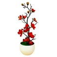 thumbnail image 1 of Artificial Plum Blossom Flower with Pot, Ongmies Artificial Flower with Pot Real for Home Table Wedding Bouquet Beach Theme Decoration, Red1, 1 of 5
