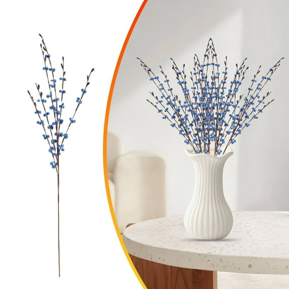 Artificial Plum Blossom Verdsylv Artificial Plum Blossom Bouquet, Realistic Floral Arrangement for Diy Home Decor, Wedding Table Centerpieces & Vase Decoration, Floral Table Centerpiece, Blue