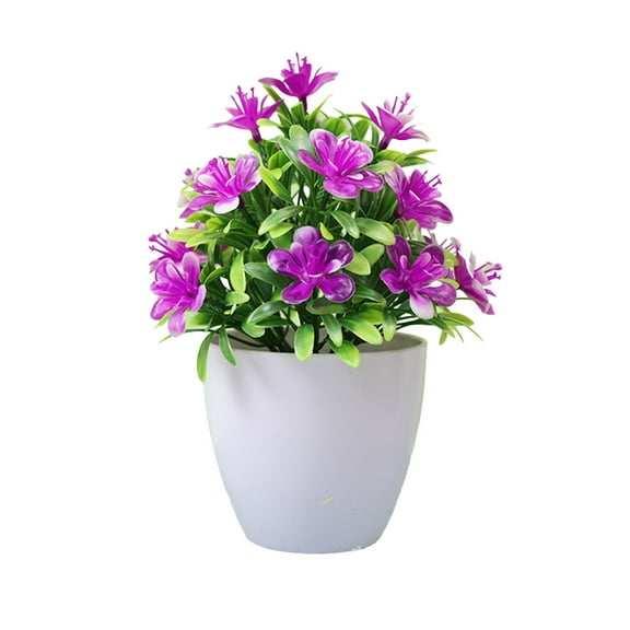 Artificial Plum Bonsai Tree Faux Five-Leaf with Paper Pot Red White Purple Orange Yellow Pink 6-Inch Desk Decor for Home Office Garden