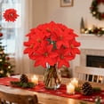 thumbnail image 1 of Artificial Poinsettia Christmas Flowers Bouquet Fake Flannel Holiday Greenery Potted Plant Decor for Table Centerpiece Festive Ornament Home Party Wedding Seasonal Display, 1 of 6