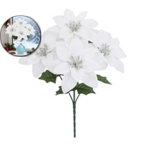 Artificial Poinsettia Christmas Flowers, Festive DIY Holiday Ornaments, Lifelike Silk Floral Decorations for Tree Table Centerpiece Use