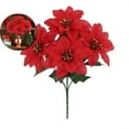 thumbnail image 1 of Artificial Poinsettia Christmas Flowers, Festive DIY Holiday Ornaments, Lifelike Silk Floral Decorations for Tree Table Centerpiece Use, 1 of 4