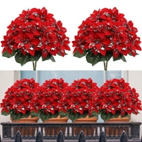 Artificial Poinsettia Flower Bouquet Realistic Silk Floral Arrangement for Home Office Wedding Party Decor Indoor Outdoor