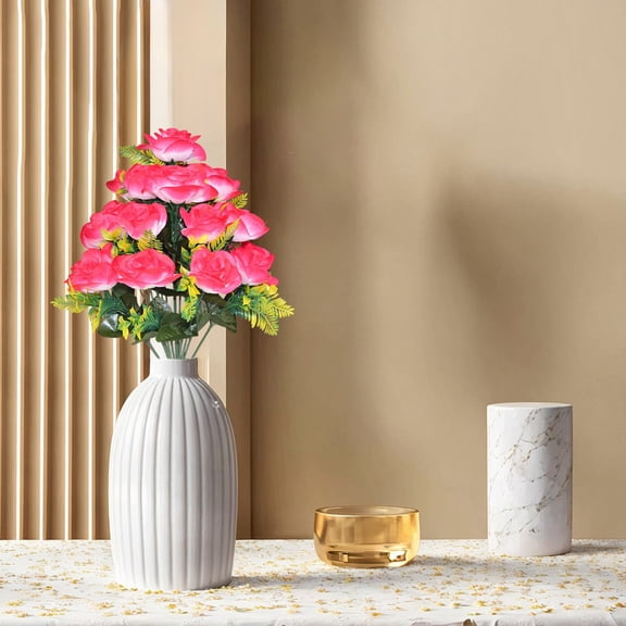 Artificial Poinsettia Flowers 18 Heads 20inch Artificial Poinsettia Stems with Holly Leaves, Simulated Flower Home Decoration Fake Bouquet, Everlasting Dcor Accent