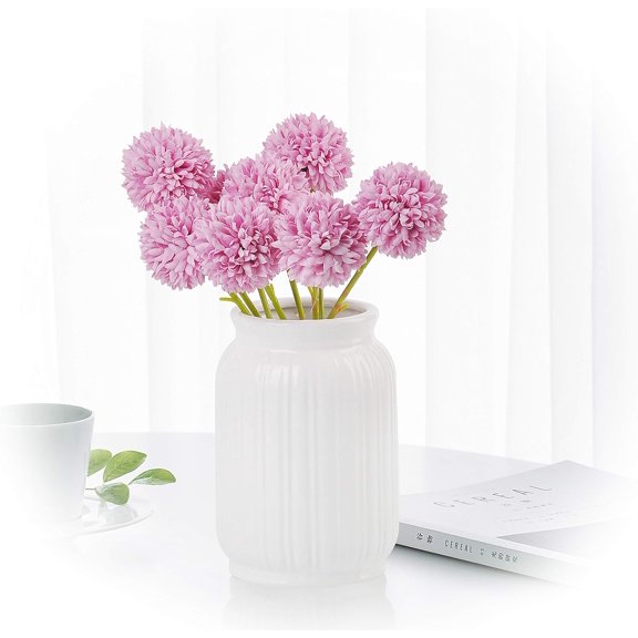 Artificial Pom Pom Mum Chrysanthemum 24pcs 11 Inch Pompon Mum Flowers for Wedding Bridal DIY Bouquet Home Décor Centerpieces(White)
