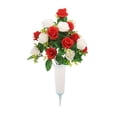 thumbnail image 1 of Artificial Pomegranate Rose Bouquet with Vase, Exquisite Graveyard Flowers for Cemetery Grave Decoration, Memorial Floral Arrangement for Funerals, Holidays, Solemn Commemorative Decoration, 1 of 6