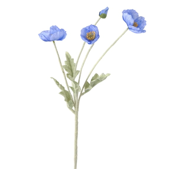 Artificial Poppies Flowers,23 Inch 4 Heads Floral Bunch,Artificial Silk Flowers for Wedding,Party,Decor Flower Arrangements for Table,Blue