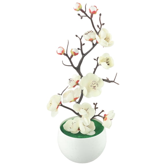 Artificial Pot Plant Bonsai Simulation Silk Plum Flowers Silk Fake Plum Cherry Blossoms Home Wedding Party Decoration