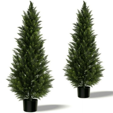 Olivivi Artificial Potted Cedar Tree 5FT Tall 2 Piece SetSimulation Simulation Plants Front Porch Decor Tree For Home Front Door Office Perfect Housewarming Gift