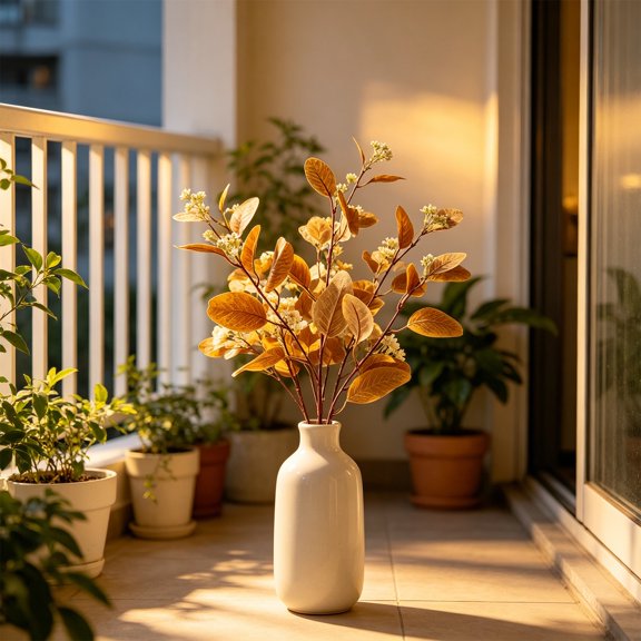 Artificial Potted Flower Bonsai, Realistic Faux Greenery Floral Bonsai Ornament, Summer Desk Decor for Office/Home/Living Room/Indoor Tabletop Decoration No Need for Daily Care, Coffee