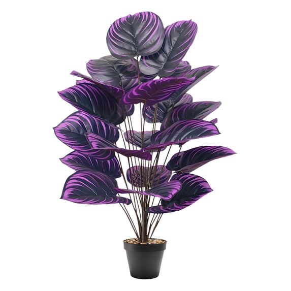 Artificial Potted Greenery, Faux Tropical Plants, Fake Potted Plants, 33 Inch 24 Leaves PVC Realistic Plants for Home Office Desk Living Room Kitchen Decor