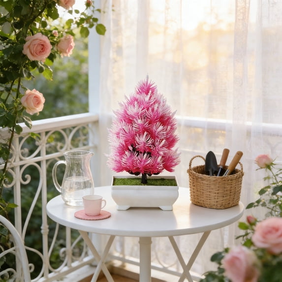 Artificial Potted for Home Decor | 8.66 Inch Fake Flowers for Dining Table, Living Room & TV Cabinet | 1-Pack Multicolor Plastic Faux Floral Arrangements