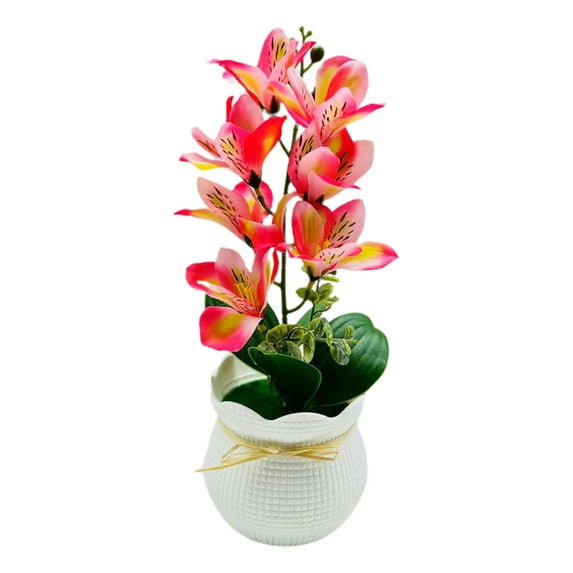 Artificial Potted Magnolia Flower (7 Head) - Faux Floral Plants for Home Office Living Room Table Centerpiece, Wedding Decoration