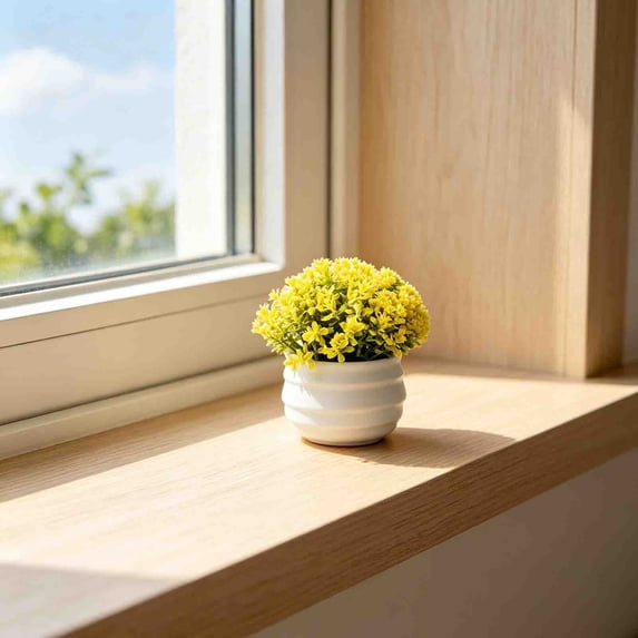 Artificial Potted Plant, 4in Mini Greenery Decoration for Home, Office, and Desk, Realistic No-Maintenance Ornament