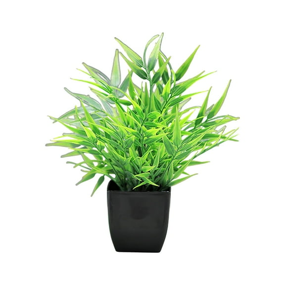 Artificial Potted Plant Bamboo Leaves In Black Square Pot - Realistic Faux Greenery Decor For Home Office Desk Shelf Living Room Bedroom