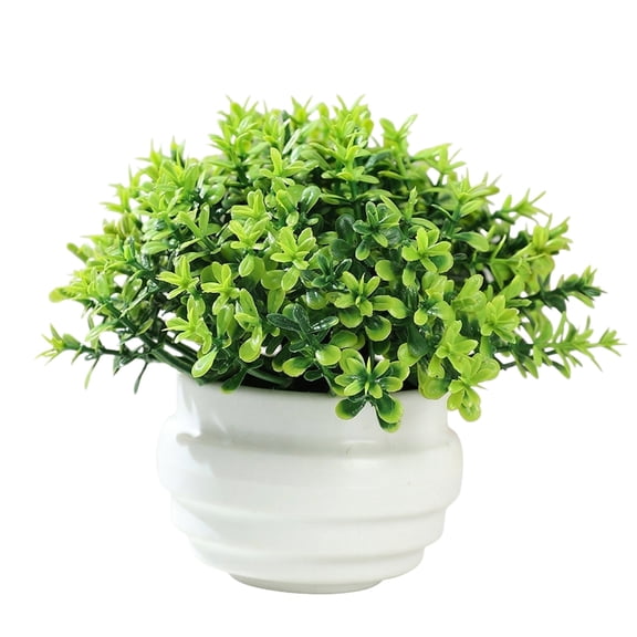 Artificial Potted Plant Decorative Faux Leaf Arrangement for Indoor Office Desk Home Tabletop Display Ornament