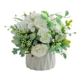 thumbnail image 1 of Artificial Potted Plant Multi-Color Rose and Hydrangea Arrangement, Decorative Ceramic Vase, Pre-Potted for Home Desk Entryway, Long-Lasting Colors, 1 of 5