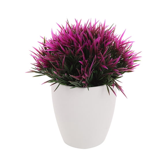 Artificial Potted Plant Not Wither Realistic Easy to Maintain Simulated Pteris Multifida Poir Bonsai Home Decor-Purple