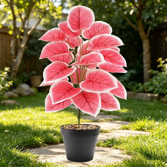 Artificial Potted Plant with Pot PVC Fake Tropical Plant, Realistic Faux Monstera for Home Office Desk Shelf, Lifelike Greenery for Living Room Kitchen and House Decoration Centerpiece