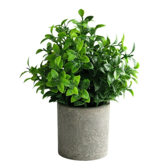 Artificial Potted Plant | Realistic Green Plastic Tabletop Flower Arrangement | 13x13x11 cm Indoor Décor Bouquet | Low Maintenance Home Office Decoration