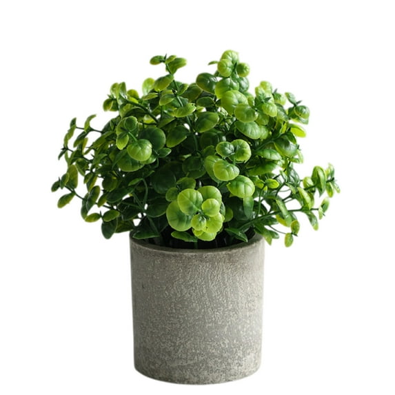 Artificial Potted Plant | Realistic Green Plastic Tabletop Flower Arrangement | 13x13x11 cm Indoor Décor Bouquet | Low Maintenance Home Office Decoration